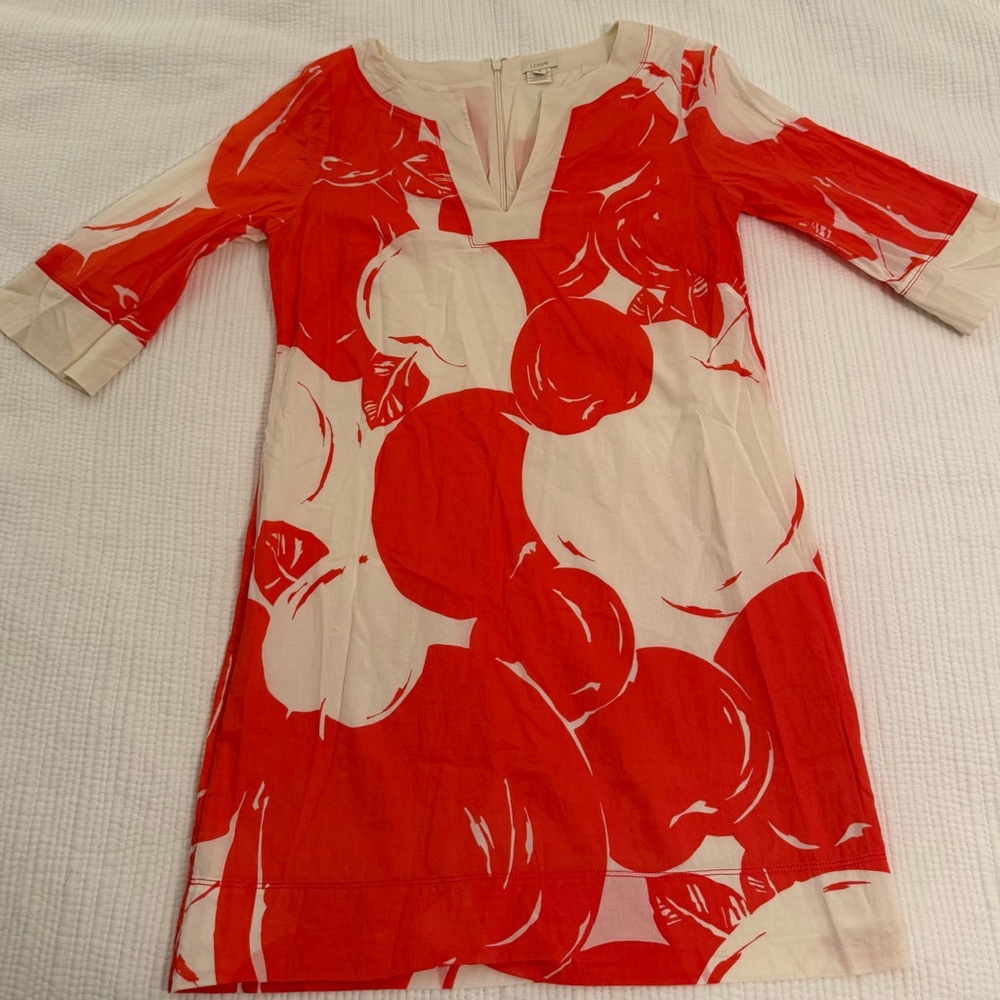 J. Crew Red and Cream Dress